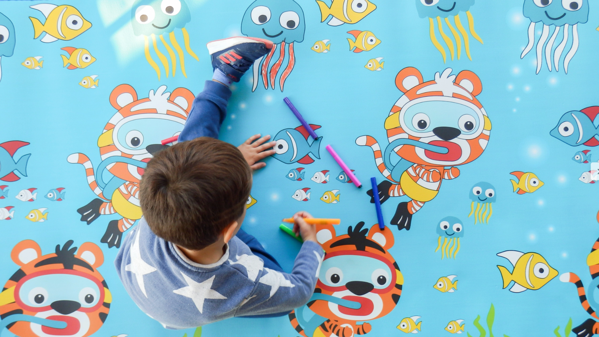 Tapete infantil MARKIDS 120X200CM SOB O MAR