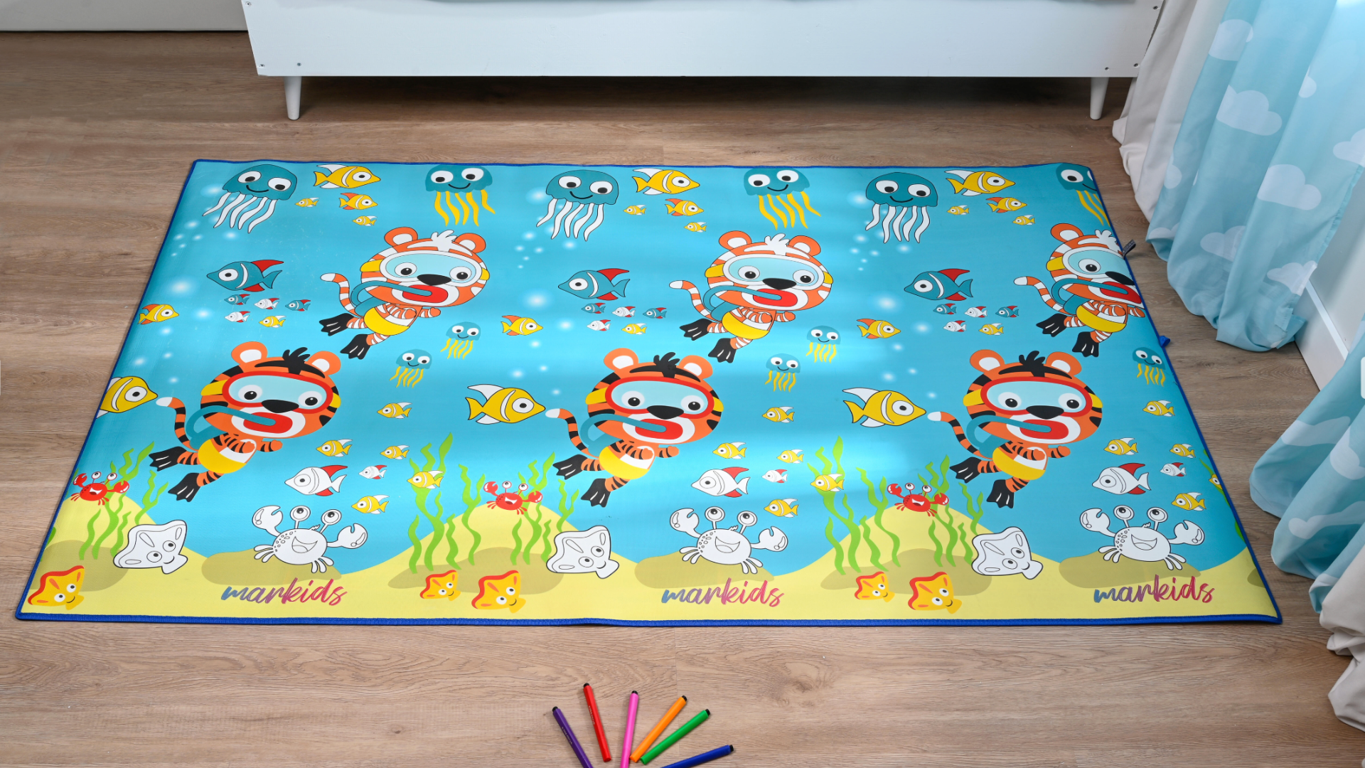 Tapete infantil MARKIDS 120X200CM SOB O MAR